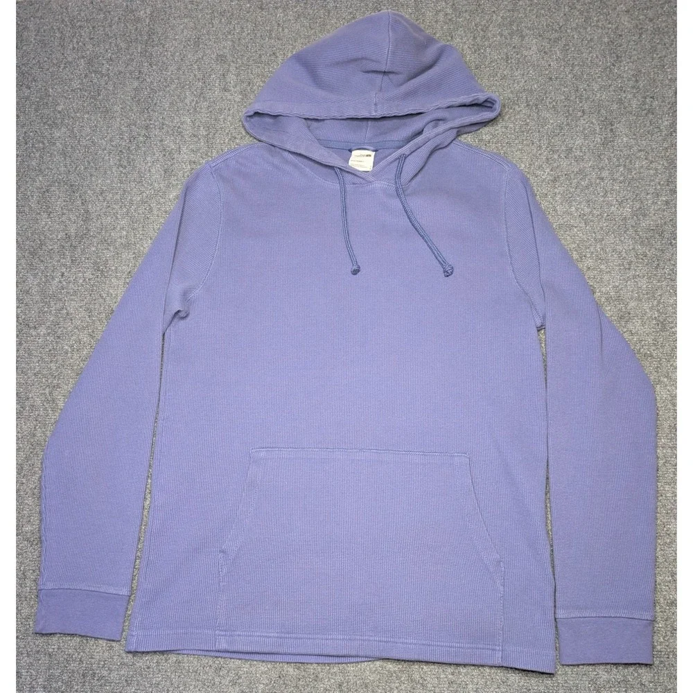 The North Face Hoodie Mens Large Purple Waffle Knit Thermal‎ Pullover A7WS8 Logo